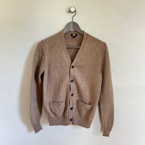 Uniqlo 100% Wool Cardigan Sweater Jumper Tan Size XS